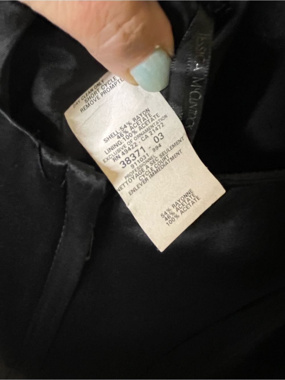 Jessica McClintock Gunne Sax Black Satin Dress W/Rhinestone Neckline Sz 5 - Picture 6 of 7